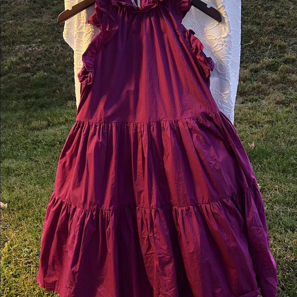Ulla Johnson Rich Purple Ruffle Midi Dress